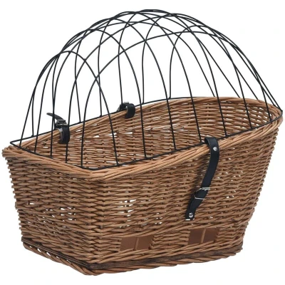 Image of vidaXL Bike Rear Basket with Cover 55x31x36 cm Natural Willow