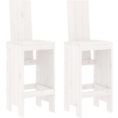 Image of vidaXL Bar Stools 2 pcs White 40x42x120 cm Solid Wood Pine