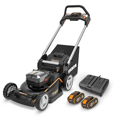Image of WORX Nitro 40V (2x20V) Lawn Mower PowerShare WG749E Includes 2 4Ah Batteries and Dual Charger 46 cm with traction Mulching 7 Height Positions