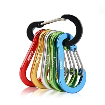 Image of Booms Fishing CC1 Multi Use Carabiner Clip, 6 Pack Small Caribeener Clips, Mini Keychain Caribeaner Clip 2 inch, Aluminum D Ring Carabiners, colored, Assorted, 6pcs, 2&quot;