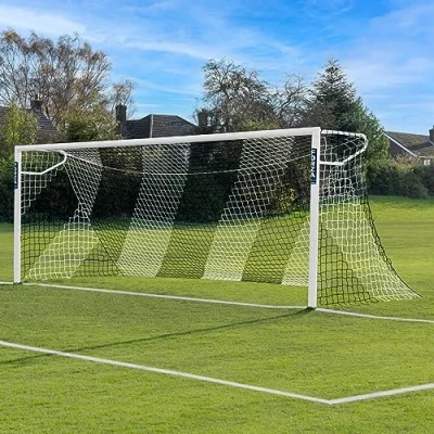 Image of FORZA 24ft x 8ft Full Size Striped Football Goal Net Replacement Nets [SINGLE] (Black/White)