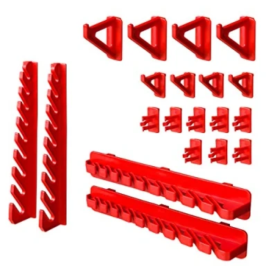 Image of 20 Piece Tool Rack Assortment Wall Holder Shelf Workshop Red