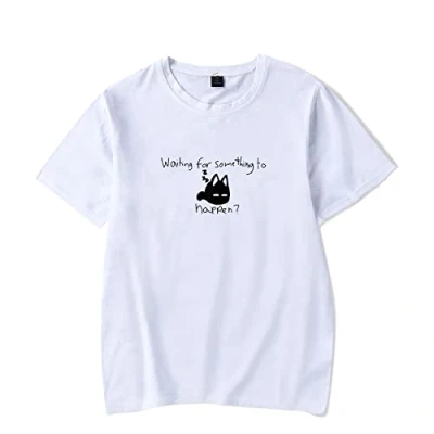 Image of Fosike Waiting for Something To Happen T Shirt, Omori Cat Tshirt Unisex Short Sleeves, Game Graphic Shirt Men, Tee Round Neck Harajuku Casual Top XXS 4XL