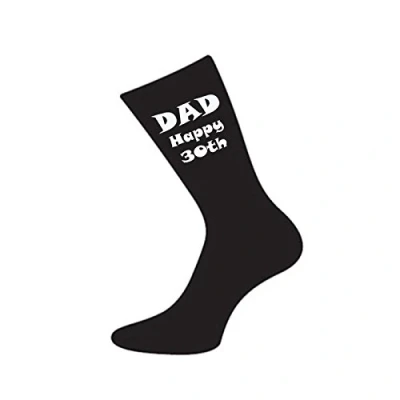 Image of Dad Happy 30th Black Mens Socks for Birthday Present