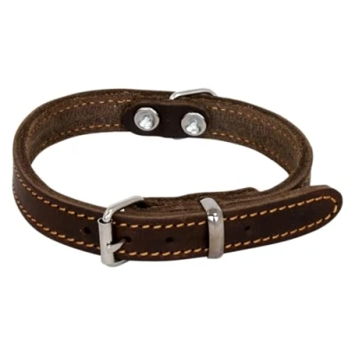 Image of JACK AND VANILLA, Dog Collar, Fat Leather, Brown, Size 20 mm x 50 cm