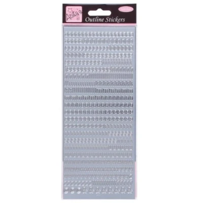 Image of Anitas Outline Stickers, Small Letters, Silver, For Scrapbooking, Card Making, Kids Play, Homework, Art, Craft, Embelish, Decorative, Paper, Card, Glass, Metal, Plastic, Foam