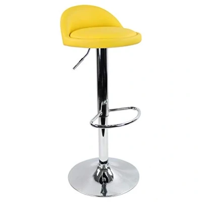 Image of KKTONER PU Leather Round Bar Stool with Back Rest Height Adjustable Swivel Pub Chair Home Kitchen stools Backless Footrest (Yellow)