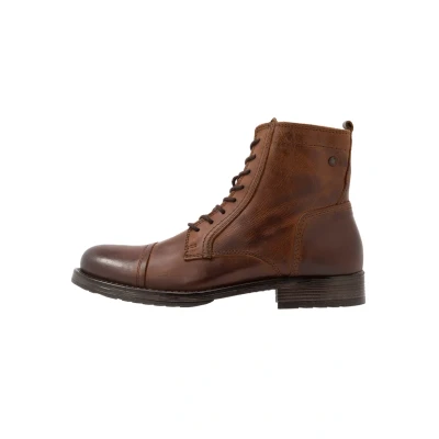 Image of JACK &amp; JONES Jfwrussel Leather Cognac 19, Men’s Biker Boots, Brown (Cognac Cognac), 12 UK (46 EU)