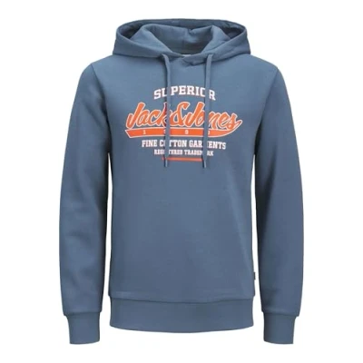 Image of JACK &amp; JONES Men&#039;s Jjelogo Sweat Hood 2 Col 24/25 Noos Sweatshirt, Oceanview, M