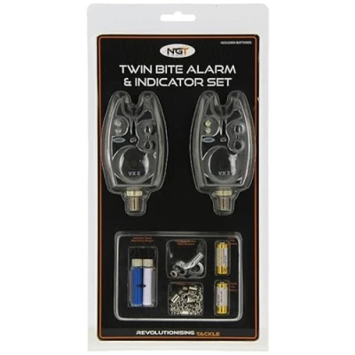 Image of Carp Fishing Bite Alarm Set With 2 x Alarms 2x Hangers Indicator and Batteries Included