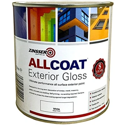 Image of Zinsser Allcoat Exterior WB (Gloss Finish) Ready Mixed Colours 5 litre White