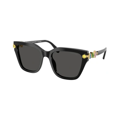 Image of Swarovski Woman SK6041 100187 Sunglasses Acetate Black Grey Geometric Normal