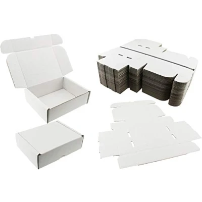 Image of White Shipping Boxes Postal MAILING Gift Wedding Packet Small Parcel Cardboard ☆ Size: 17cm x 14cm 5.5cm 7&quot; 5.5&quot; 2.25&quot; (100)