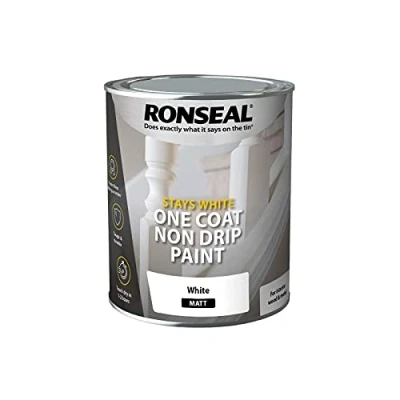 Image of Ronseal RSLOCSWMP750 One Coat Stays Matt Paint, White, 750 ml