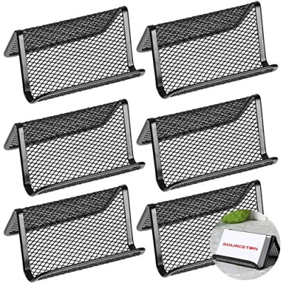 Image of SourceTon Metal Mesh Business Card Holder, Name Stand for Office Display 50 Cards Organizer, 6 Packs