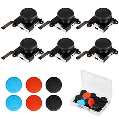 Image of EEEKit 3D Analog Joystick Replacement, 6Pcs Switch Left/Right Joycon Stick Replacement with Thumbstick Caps Compatible Nintendo and Lite Controller