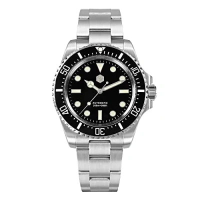 Image of San Martin SN0111G Black Automatic Mechanical Men Diving Watches NH35 Luxury Business Stainless Steel Wristwatch, V 2,