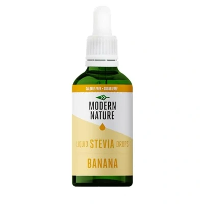 Image of Modern Nature Banana Flavour Drops Liquid Stevia Sweetner 0 Calorie Skinny Sugar Free Syrup Alternative for Flavoured Protein Shakes, Yoghurt, Porridge, Milk, Keto &amp; Vegan Sweetener 100ml