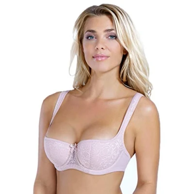 Image of Rosme Lingerie Women&#039;s Balconette Bra with Padded Straps, Collection Grand, Beige, Size 36E
