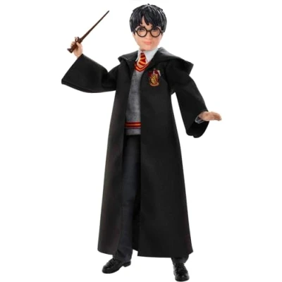 Image of Mattel Harry Potter Collectible Doll (10.5 in) with Hogwarts uniform, Gryffindor Robe and Wand, FYM50