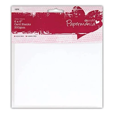 Image of Papermania Cards/Envelopes, Pack of 10, 300gsm, White, 6 x 6, Card Making Set for Birthday Card, Thank You Cards, Valentines, Baby Shower, Wedding and More! Ideal Home Crafting