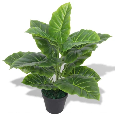 Image of vidaXL Artificial Taro Plant with Pot 45 cm Green