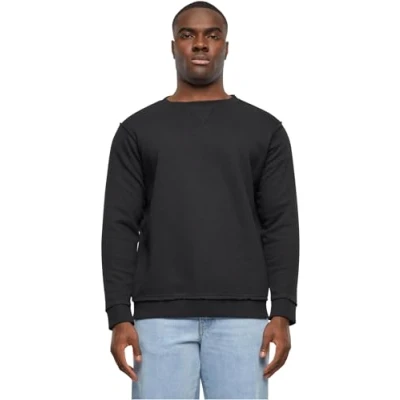Image of Urban Classics OPEN EDGE CREW Sweatshirt, Men&#039;s, Size: Large, Black