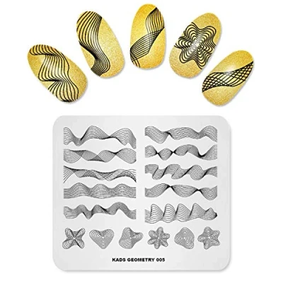 Image of KADS Nail Stamping Plate Geometry Template Image Design Plates for Art Decoration and DIY