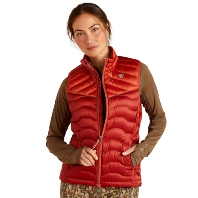 Image of Ariat Women&#039;s Ideal Down Vest Coat, Iridescent Red Ochre/Burnt Bri, XS