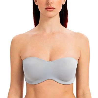 Image of MELENECA Women&#039;s Strapless Minimizer Multiway for Large Bust Unlined Seemless Underwire Bandeau Bra Grey 30C