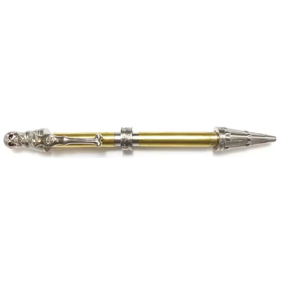 Image of CHARNWOOD Penturning PS1 Pirate Skull Twist Pen Antique Silver