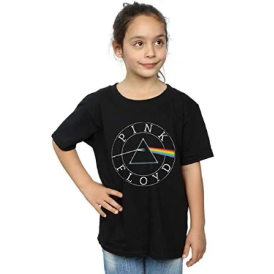 Image of Pink Floyd Girls Prism Circle Logo T Shirt Black 5 6 Years