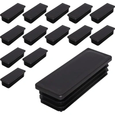 Image of SKIR&#039;CO (14 pcs) Rectangular Plastic Plugs 30 x 80 mm, Mat Tube End Caps, Rectangle Inserts, Fence Post Plugs, Black RAL 9005