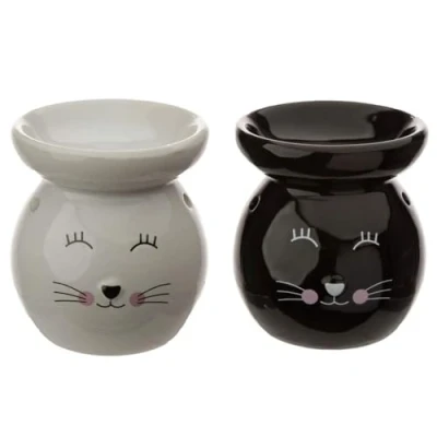 Image of Puckator Eden Ceramic Cat Face Oil Burner Living Room Accessories Wax Liquidizer Burners For Essential Oils Scents Melter Melt Holder Fragrance