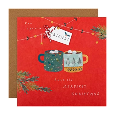 Image of Hallmark Christmas Card for Friends Contemporary Hot Chocolate Mugs Design, 25559784, Multicoloured
