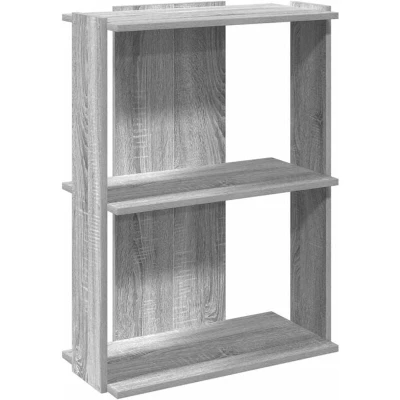 Image of vidaXL 3 Tier Bookcase Grey Sonoma Engineered Wood Shelf 60x30x80 cm for Office &amp; Living Room