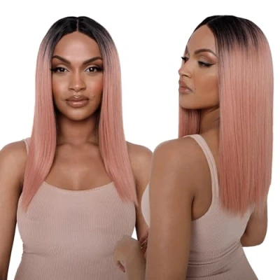 Image of The Peachie Peach Straight Lob Lace Front Wig