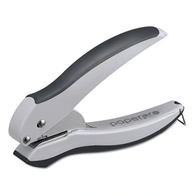 Image of Bostitch Office EZ Squeeze One Hole Punch, 10 Sheets, Gray/Blue (2402)