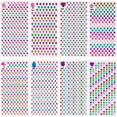 Image of Savita 2000+ Rhinestone Ear Stickers 3D Glitter Sparkle Crystal for Children and Shapes (9 Sheets)