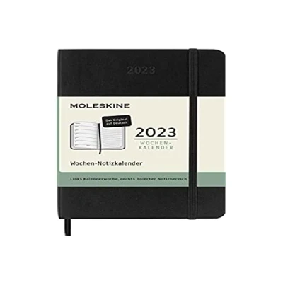 Image of Moleskine Weekly Planner 2023, 12 Month Diary, and Notebook, Soft Cover, Pocket Size 9 x 14 cm, Colour Black