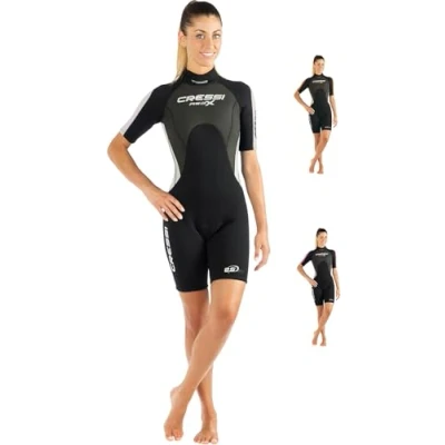 Image of Cressi Women&#039;s Med X Lady 2.5mm Shorty Wetsuit, Black/White/Silver, XXL UK