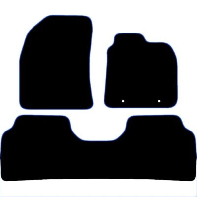 Image of Carsio Carpet Car Mats For Toyota Avensis 2009 2011 3 Piece Set with 2 Clips Tailored Fit Floor Mat Complete Accessory Black Custom Fitted All Weather, Anti Slip Backing &amp; Blue Trim