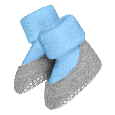 Image of FALKE Unisex Baby Cosyshoe B HP Wool Grips On Sole 1 Pair Grip socks, Blue (Crystal 6290), 3 months