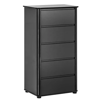 Image of Premier Housewares Chest Of Drawers Wooden Bedroom High Gloss Finish Furniture Modern Design Black MDF Assembled For Hallway / Living Room 5 110 x 60 40
