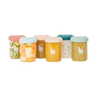 Image of Babymoov ISY BOWLS set of 6 250ml Superior Borosilicate Glass Baby Food Storage Containers Small Jars with Airtight Lids