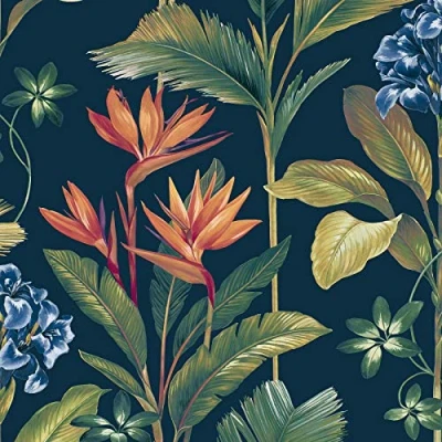 Image of Oliana Floral Wallpaper Navy Belgravia 8487
