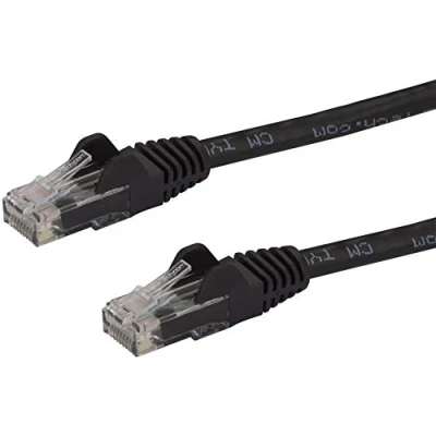 Image of StarTech.com 7.5m CAT6 Ethernet Cable Black CAT 6 Gigabit Wire 650MHz 100W PoE RJ45 UTP Network/Patch Cord Snagless w/Strain Relief Fluke Tested/Wiring is UL Certified/TIA (N6PATC750CMBK)