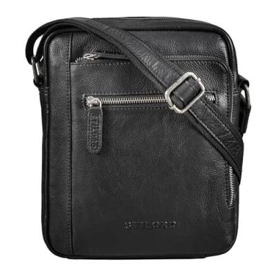 Image of STILORD &#039;Bruce&#039; Vintage Men&#039;s Leather Bag Small Shoulder for Men 9.7 iPad Messenger Genuine Leather, Colour:Black