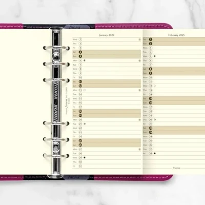 Image of Filofax Calendar Diary Refill, Personal/Compact Size, Vertical Year Planner, Cotton Cream Paper, English, 2025 (C68408 25)
