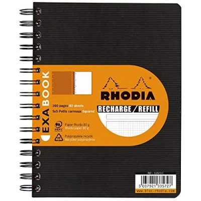 Image of RHODIA 133572C Refill Notebook for Exabook Black A5+ Organization Small Tiles 160 Detachable pages Perf. 6 Holes Clairefontaine Paper 80g Rhodiactive